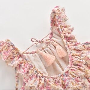 LOUISE MISHA Natiya Organic Cotton Floral Dress Cream Padma Mudra